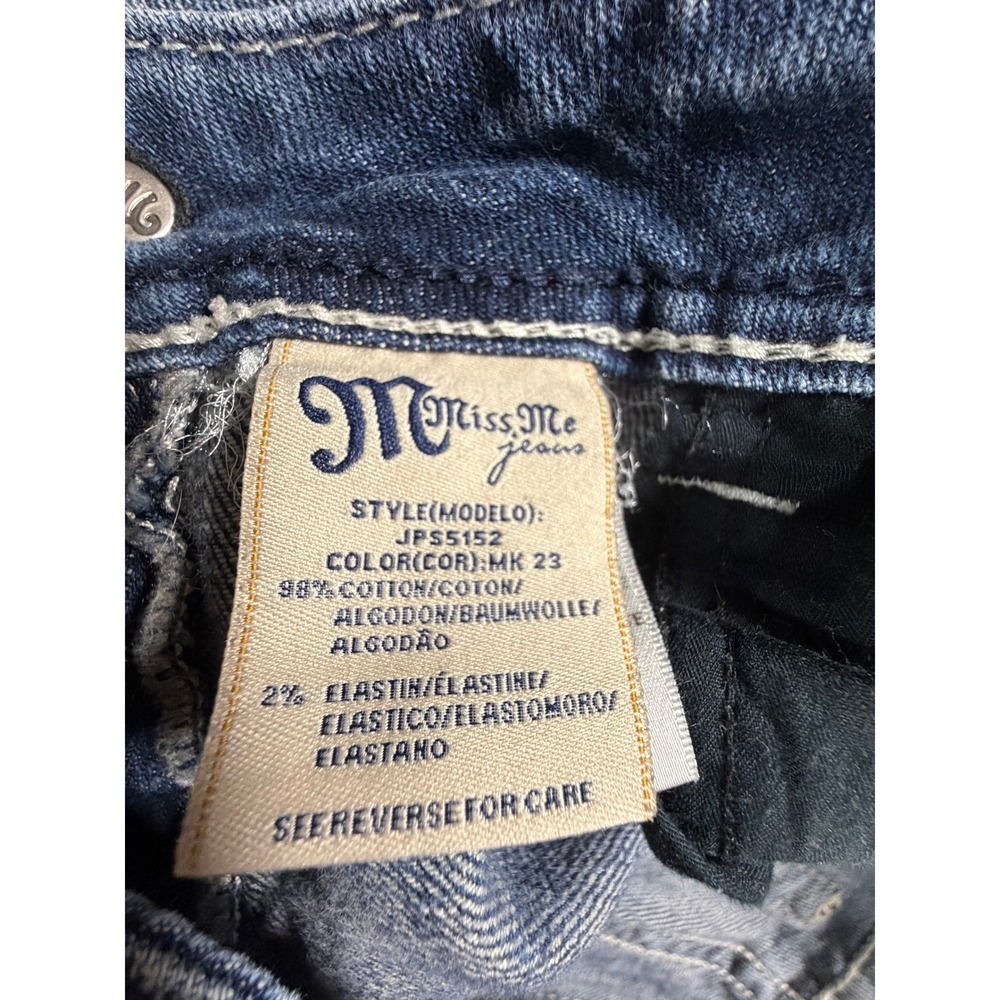 Miss Me JPS5152 Bootcut Jeans Medium Dark Wash Rhinestone Embellished Size 29 31 - Picture 5 of 13